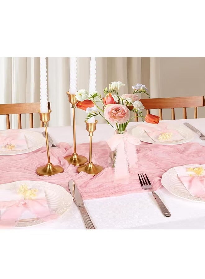 90CM*300CM Bohemian Cheese Cloth Tablecloth or Table Runner 90CM*300CM– Soft Woven Polyester, Flowing Drape Design – Rustic Boho Style for Wedding, Birthday, Bridal Shower, Holiday, Romantic Table Setting – Reusable, Washable, Durable Decor - Image 4